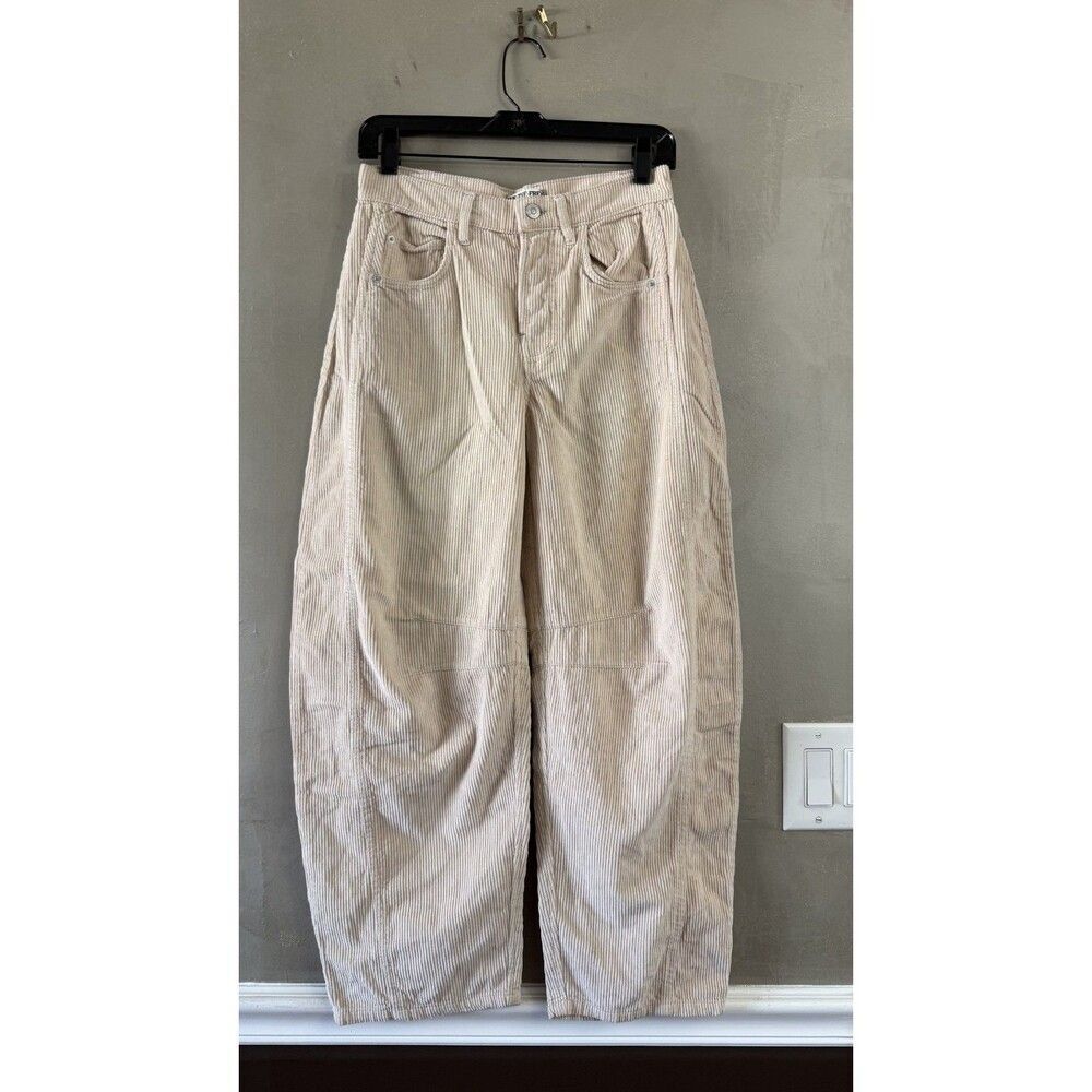 Free People We The Free Good Luck Mid-Rise Cord Barrel Jeans Size 26 NEW - Picture 5 of 6